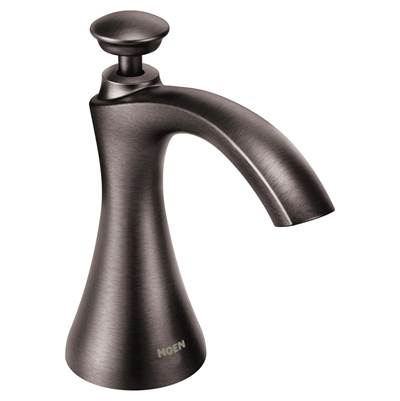 Moen S3946BLS- Transitional Kitchen Deck Mounted Soap and Lotion Dispenser with Above the Sink Refillable Bottle, Black Stainless