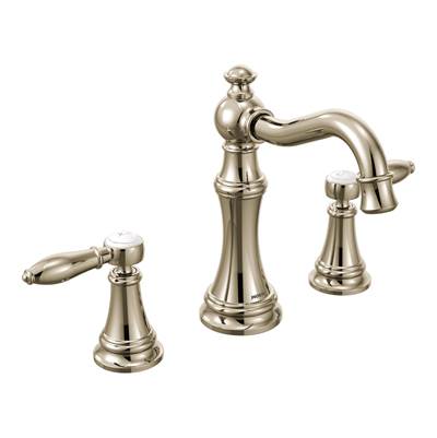 Moen TS42108NL- Weymouth Double Handle Widespread High Arc Bathroom Faucet with Optional Drain