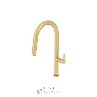 Tenzo CA130-BG - Single-Handle Kitchen Faucet Calozy With Pull-Down & 2-Function Hand Shower Brushed Gold