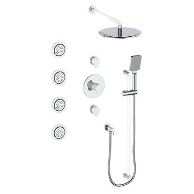 Vogt SET.LN.142.930.CW- Thermostatic Shower Set with In-Wall Body Jets 3/4' Chrome Glossy White