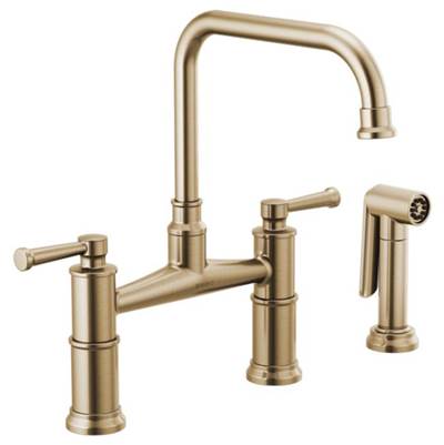 Brizo 62525LF-GL- Two Handle Bridge Kitchen Faucet With Spray | FaucetExpress.ca