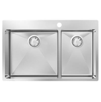 Zomodo MOC457DT- Montego Double 60/40 Sink - Tap Ledge, 18ga, R15 - FaucetExpress.ca