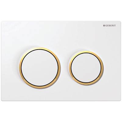 Geberit 115.085.KK.1- Geberit actuator plate Omega20 for dual flush: white / gold-plated / white | FaucetExpress.ca