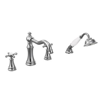 Moen TS21102- Weymouth Two-Handle Diverter Roman Tub Faucet Includes Hand Shower, Chrome