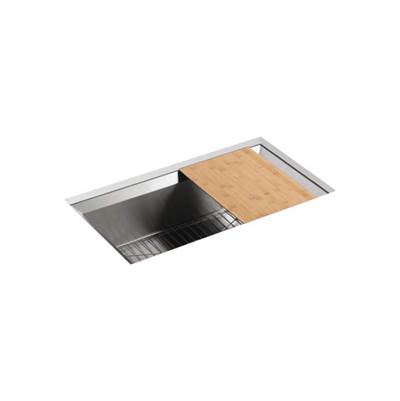 Kohler 3158-NA- Poise® 33'' x 18'' x 9-3/4'' Undermount single-bowl kitchen sink with cutting board and rack | FaucetExpress.ca