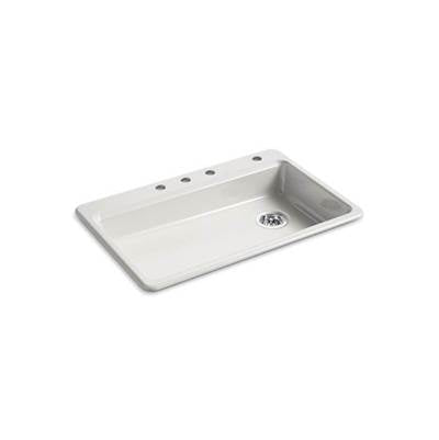 Kohler 8689-4-FF- Riverby® 33'' x 22'' x 5-7/8'' top-mount single-bowl kitchen sink | FaucetExpress.ca