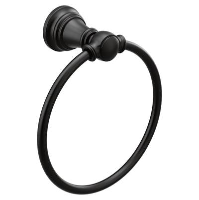 Moen YB8486BL- Weymouth Matte Black Towel Ring