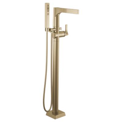 Delta T4774-CZFL- Floor Mount Tub Filler With Handshower | FaucetExpress.ca