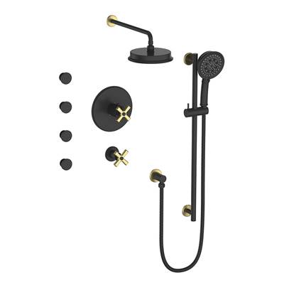 Vogt SET.Z4.141.810.GB- Thermostatic Set with Exposed Jets 3/4' Matte Gold Matte Black