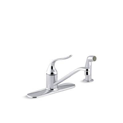 Kohler P15172-F-CP- Coralais® single-handle kitchen sink faucet with escutcheon, sidespray and 8 1/2'' swing spout, project pack | FaucetExpress.ca
