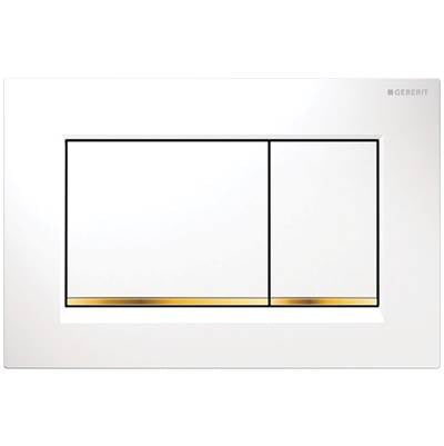Geberit 115.883.KK.1- Geberit actuator plate Sigma30 for dual flush: white / gold-plated / white | FaucetExpress.ca