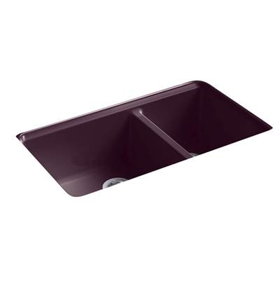 Kohler 8669-5UA3-PLM- Riverby® 33'' x 22'' x 9-5/8'' Undermount large/medium double-bowl kitchen sink with accessories and 5 oversized faucet holes | FaucetExpress.ca