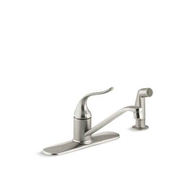 Kohler 15172-F-BN- Coralais® Three-hole kitchen sink faucet with 8-1/2'' spout, matching finish sidespray and lever handle | FaucetExpress.ca