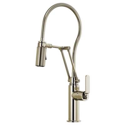 Brizo 63144LF-PN- Articulating Faucet With Industrial Handle And Finished Hose