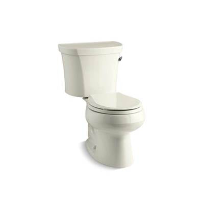 Kohler 3947-RZ-96- Wellworth® Two-piece round-front 1.28 gpf toilet with right-hand trip lever, tank cover locks, insulated tank and 14'' rough-in | FaucetExpress.ca