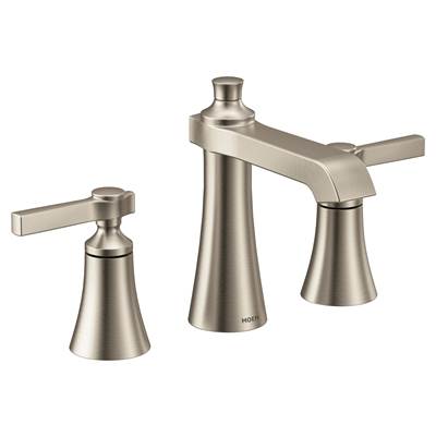 Moen TS6984BN- Flara Two-Handle 8 in. Widespread Lever Handle Bathroom Faucet Trim Kit, Valve Required, Brushed Nickel