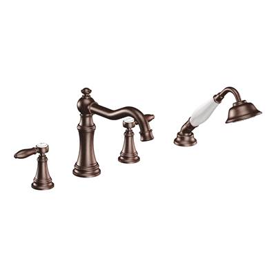 Moen TS21104ORB- Weymouth Two-Handle Diverter Roman Tub Faucet Includes Hand Shower, Oil Rubbed Bronze