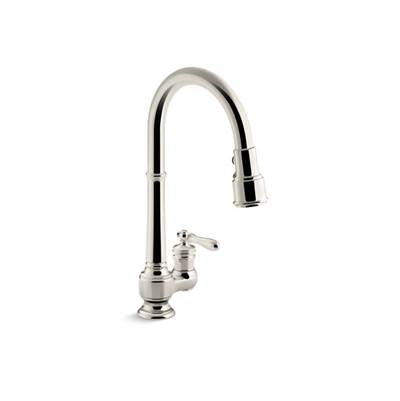 Kohler 99260-SN- Artifacts® single-hole kitchen sink faucet with 17-5/8'' pull-down spout, DockNetik magnetic docking system, and 3-function sprayhead | FaucetExpress.ca