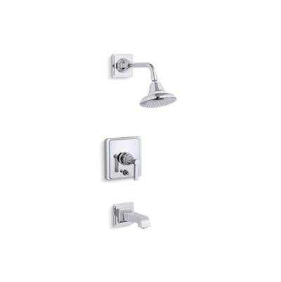 Kohler T13133-4A-CP- Pinstripe® Pure Rite-Temp® pressure-balancing bath and shower faucet trim with lever handle, valve not included | FaucetExpress.ca