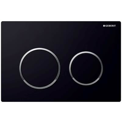 Geberit 115.085.KM.1- Geberit actuator plate Omega20 for dual flush: black / bright chrome / black | FaucetExpress.ca