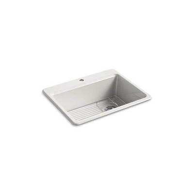 Kohler 8668-1A1-FF- Riverby® 27'' x 22'' x 9-5/8'' top-mount single-bowl kitchen sink with bottom sink rack and single faucet hole | FaucetExpress.ca