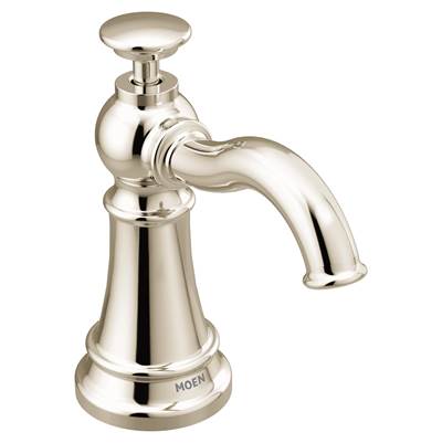 Moen S3945NL- Traditional Deck Mounted Kitchen Soap Dispenser with Above the Sink Refillable Bottle, Polished Nickel