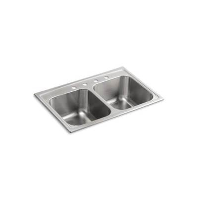 Kohler 3847-4-NA- Toccata 33'' x 22'' x 9-1/4'' top-mount double-equal kitchen sink | FaucetExpress.ca