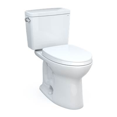 Toto MS776124CSFG.10#01- Toto Drake Two-Piece Elongated 1.6 Gpf Universal Height Tornado Flush Toilet With 10 Inch Rough-In Cefiontect And Softclose Seat Washlet+ Ready Cotton White