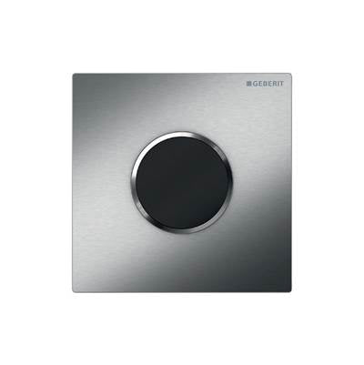 Geberit 116.035.SN.1- Geberit urinal flush control with electronic flush actuation, battery operation, cover plate type 10: stainless steel brushed/polished/brushed | FaucetExpress.ca