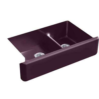 Kohler 6427-PLM- Whitehaven® 35-11/16'' x 21-9/16'' x 9-5/8'' Smart Divide® undermount double-bowl large/medium farmhouse kitchen sink | FaucetExpress.ca