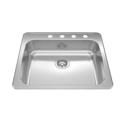 Kindred RSLA2522-55-4- Reginox 25.62-in LR x 22-in FB Drop In Single Bowl 4-Hole Stainless Steel Kitchen Sink