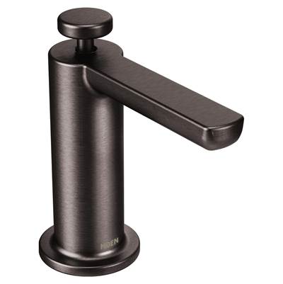 Moen S3947BLS- Modern Kitchen Deck Mounted Soap and Lotion Dispenser with Above the Sink Refillable Bottle, Black Stainless