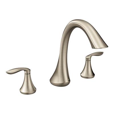 Moen T943BN- Eva 2-Handle Deck-Mount Roman Tub Faucet Trim Kit in Brushed Nickel (Valve Not Included)