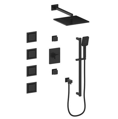 Vogt SET.NU.142.930.MB- Thermostatic Shower Set with In-Wall Body Jets 3/4' Matte Black