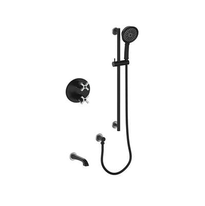 Vogt SET.Z4.220.500.SB- 2-Way Thermostatic Set - Handheld and Spout Stainless Steel Matte Black