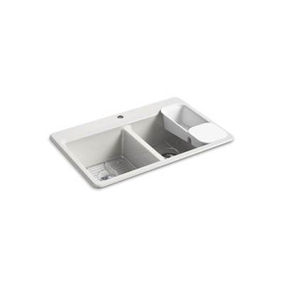 Kohler 8679-1A2-FF- Riverby® 33'' x 22'' x 9-5/8'' top-mount double-equal kitchen sink with accessories and single faucet hole | FaucetExpress.ca