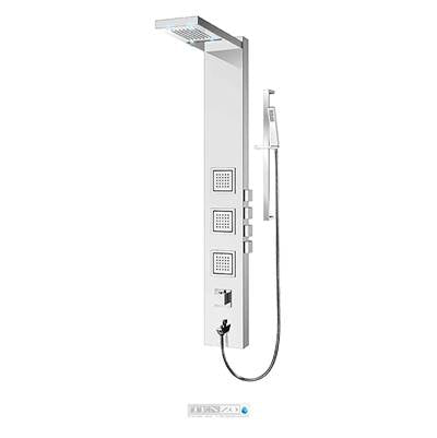 Tenzo TZSTC- Shower Col. Stain. Steel [Sh. Head Led Waterfall 3 Jets Hand Shower] Thermo./Vol. Ctrl Valve