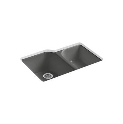 Kohler 5931-4U-58- Executive Chef 33'' x 22'' x 10-5/8'' Undermount large/medium, high/low double-bowl kitchen sink with 4 oversize faucet holes | FaucetExpress.ca