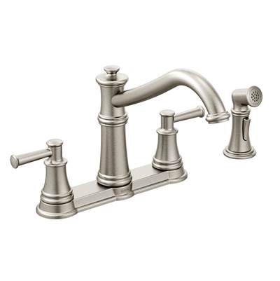 Moen 7255SRS- Belfield 2-Handle Standard Kitchen Faucet with Side Spray in Spot Resist Stainless