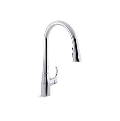 Kohler 596-CP- Simplice® single-hole or three-hole kitchen sink faucet with 16-5/8'' pull-down spout, DockNetik magnetic docking system, and a 3-fun | FaucetExpress.ca