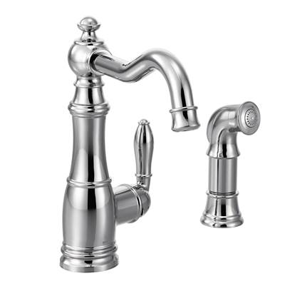 Moen S72101- Weymouth Single-Handle Standard Kitchen Faucet with Side Sprayer in Chrome