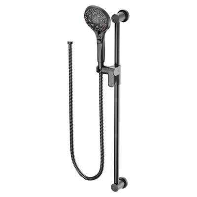 Moen 3671EPBL- S 5-Function Massaging Handshower with Slide Button Pause, 30-Inch Slide Bar, and 69-Inch Hose, Matte Black