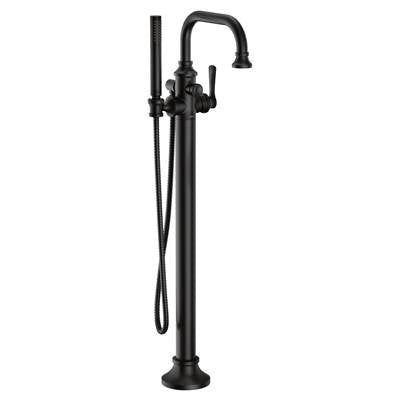 Moen S44507BL- Colinet One-Handle Freestanding Floor Mount Tub Filler with Handshower in Matte Black