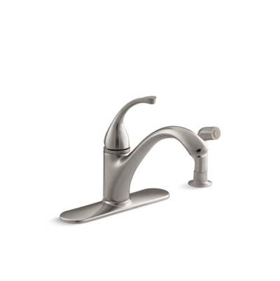 Kohler 10412-VS- Forté® 4-hole kitchen sink faucet with 9-1/16'' spout, matching finish sidespray | FaucetExpress.ca