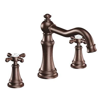 Moen TS22101ORB- Weymouth 2-Handle High-Arc Deck Mount Roman Tub Faucet Trim Kit in Oil Rubbed Bronze (Valve Not Included)