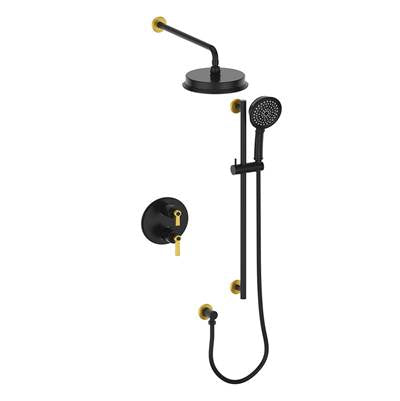 Vogt SET.Z1.220.210.GB- 2-Way Thermostatic Set - Rainhead and Handheld Matte Gold Matte Black