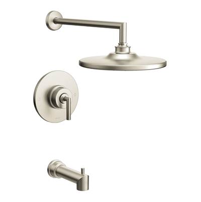 Moen TS22003BN- Arris Posi-Temp Pressure Balancing Modern Tub and Shower Trim Kit with 10-Inch Rainshower, Valve Required, Brushed Nickel