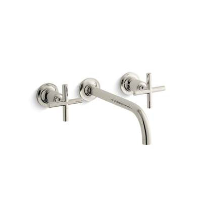 Kohler T14414-3-SN- Purist® Wall-mount bathroom sink faucet trim with 9'', 90-degree angle spout and cross handles, requires valve | FaucetExpress.ca