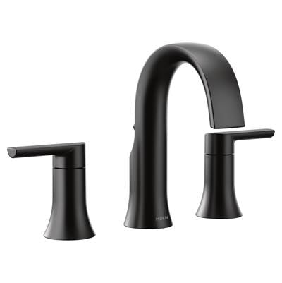 Moen TS6925BL- Doux 8 in. Widespread 2-Handle Bathroom Faucet Trim Kit in Matte Black (Valve Not Included)