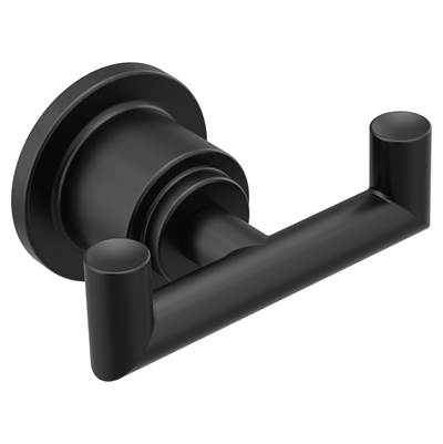 Moen YB0803BL- Arris Matte Black Double Robe Hook - FaucetExpress.ca